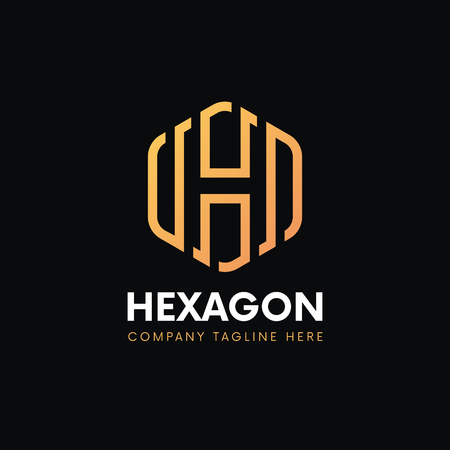 Clean luxury H letter logo hexagon linear sign vintage design.のイラスト素材