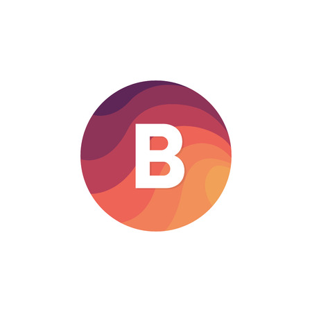 Retro circle icon B letter logo sign flat design.のイラスト素材