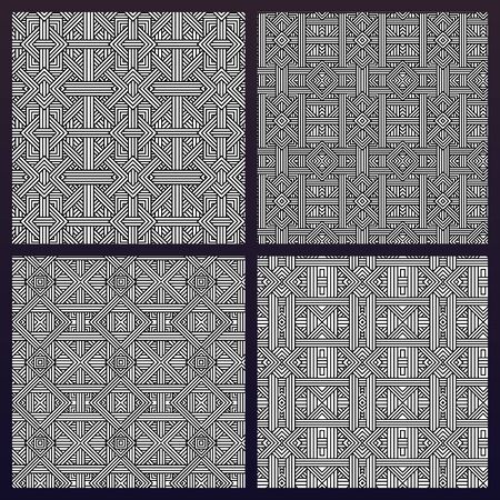 Set of line art pattern ornament backdrops.のイラスト素材