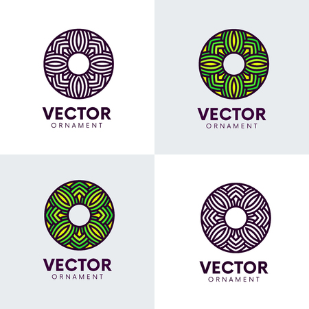 Set of organic signs nature circle symbol vector design.のイラスト素材