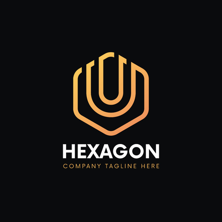 Luxury U letter linear logo hexagon icon sign vintage design.のイラスト素材