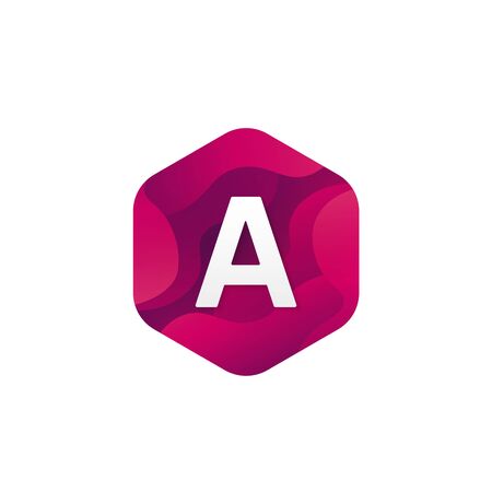 Trendy isolated A letter logo company sign hexagon shape icon vector design.のイラスト素材