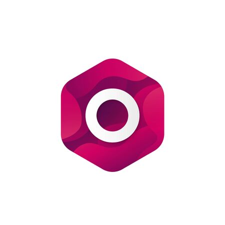 Trendy isolated O letter logo company sign hexagon shape icon vector design.のイラスト素材