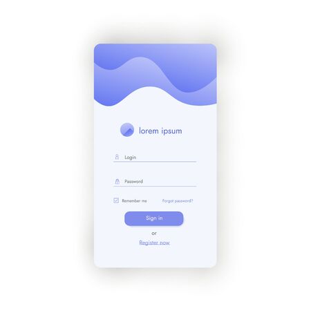 Login form ui template for phone app and website. Sign up to account window vector design.のイラスト素材
