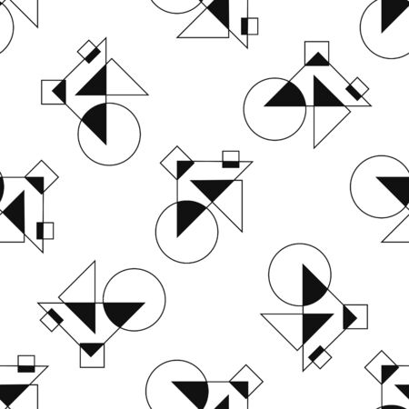 Modern geometric seamless pattern with triangle, circle, square shapes.のイラスト素材
