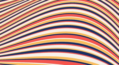 Abstract colorful wavy retro background with stripes vector design.のイラスト素材