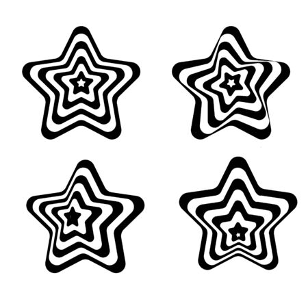 Set of striped star geometric shapes vector design.のイラスト素材