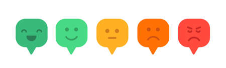 Feedback emoticon reaction flat design. Positive and Negative Review.のイラスト素材