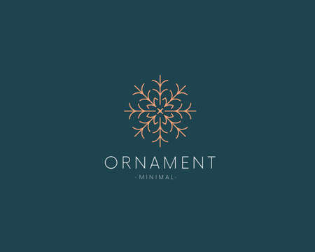 Elegant Linear Ornament Logo Icon Sign. Snowflake logotype.のイラスト素材