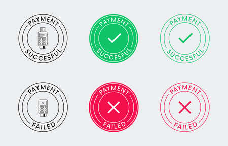 Succesful and Failed Payment vector sign. Approved and Denied transaction vector icon.のイラスト素材