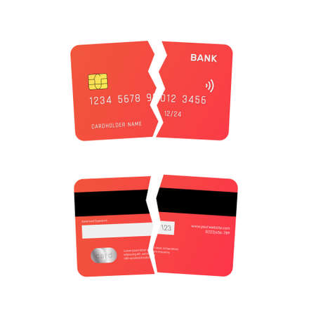 Broken credit card payment error vector illustration. Failed bank transaction.のイラスト素材