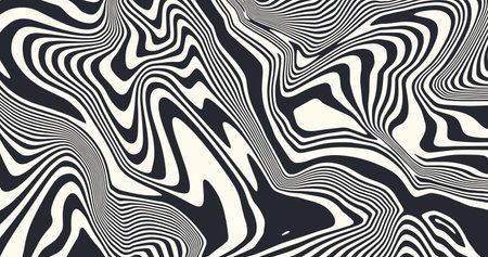 Optical art abstract background. Modern minimalist pattern. Striped lines monochrome illustration....