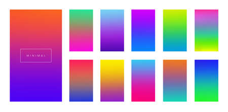 Modern screen vector design for mobile app. Bright colorful gradient backgrounds. Light color backdrops for ui. Blurred colored web interface vector templates.のイラスト素材