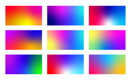 Colorful fluid gradients set. Modern abstract backgrounds. Minimal vibrant pattern.のイラスト素材