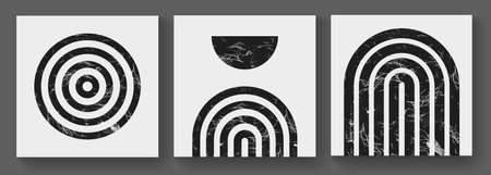 Mid century modern art print. Abstract geometric texture shapes. Illustration bauhaus design. Minimal album cover.のイラスト素材