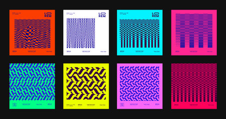 Set of Abstract Modern Patterns. Collection of geometric futuristic designs. Cool bright posters....