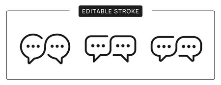Constructive dialog icons. Communication icon. Interview Logo.Linear Speech bubbles vector design.のイラスト素材