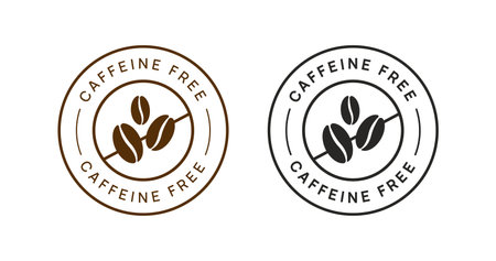 Caffeine Free Vector Circle Icon Badge Sign. No Coffee Sticker.のイラスト素材
