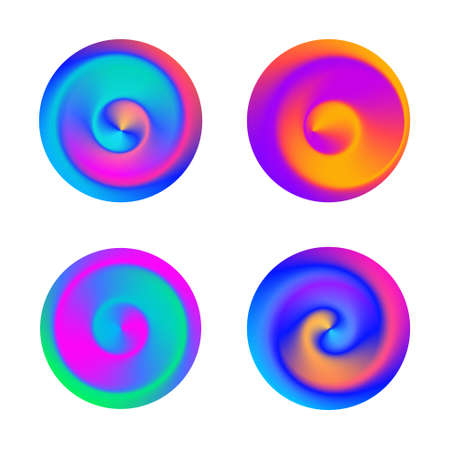 Set of Abstract Circle Swirl Gradient Logo Shapes. Creative vibrant colorful elements. Trendy modern vector graphic.のイラスト素材
