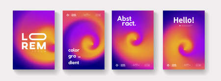 Set of Abstract Gradient Swirl Posters. Modern Colorful Fluid Backgrounds Collection. Minimal Backdrop for Placard, Card, Banner, Cover.の写真素材