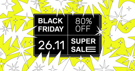 Bright Trendy Black Friday Web Banner Vector Design. Cool Super Sale Promo Banner.のイラスト素材