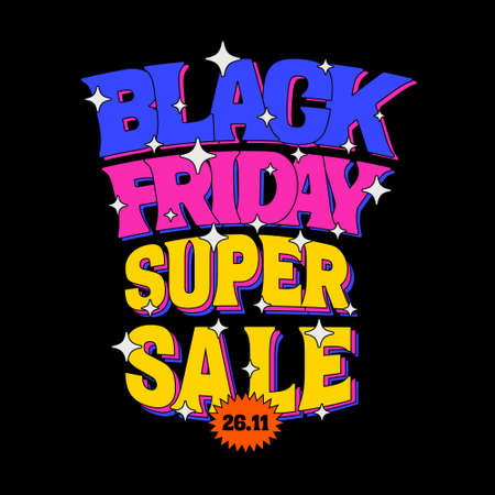 Comic Trendy Black Friday Super Sale Vector Illustration.のイラスト素材