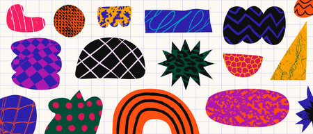 Cool Trendy Abstract Background with Doodle Geometric Shapes.