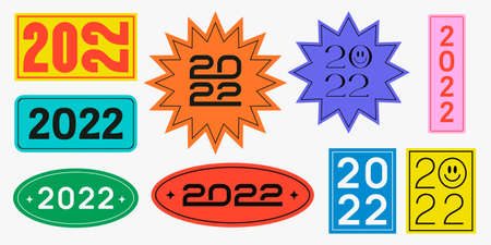 2022 New Year Stickers Vector Design.のイラスト素材