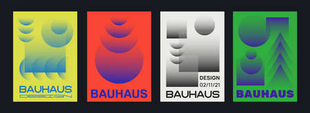 Set of Swiss Design Posters. Geometric Shapes Pattern Vector Design. Modern bauhaus cover template.のイラスト素材