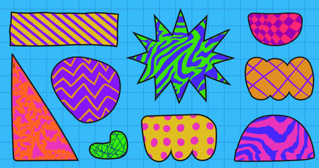 Abstract Geometric Shapes Background. Cool Trendy Abstraction Backdrop. Pop art illustration.