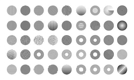 Set of Geometric Circle Shapes Vector Design. Collection of Cool Round Graphic Elements.のイラスト素材