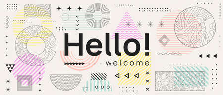 Cool Mrmphis shapes Background. Abstract Modern Geometric Artwork. Geometry Vector Elements.のイラスト素材