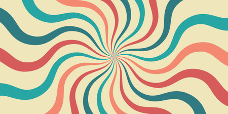Groovy Abstract Background. Geometric Psychedeelic Backdrop. Optical Illusion Swirl Pattern. Sun rays stripes texture.のイラスト素材