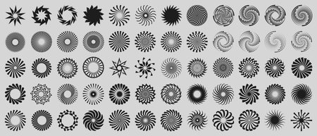 Brutalist Circle Shapes, Cool Geometric Forms. Bauhaus Minimalist Graphic Design Round Elements. Trendy Y2K Vector Signs. Basic Shapes.のイラスト素材