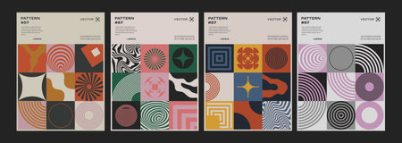 Set Of Bauhaus Abstract Geometric Patterns. Swiss Design Shapes. Cool Meta Modern Posters...