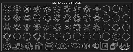 Set of Brutalist Geometric Shapes Vector Design. Cool Trendy Abstract Figures Collection. Graphic Elements.のイラスト素材