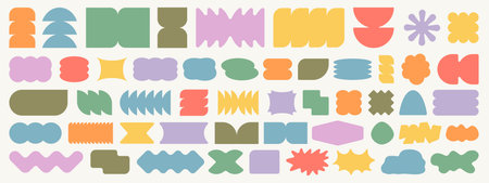 Cool Y2k Geometric Shapes. Collection of abstract brutalist bauhaus figures. Swiss Design Forms....