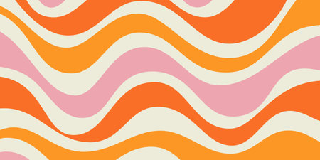 Cool Abstract Psychedelic Groovy Pattern Art. Y2k Trippy Texture Vector Design. Wavy Background.のイラスト素材