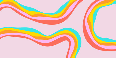Rainbow Wavy Abstract Backgound. Cool Colorful Playful Texture. Groovy Psychedelic Stripes. Y2k...