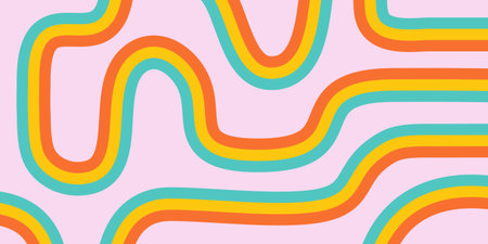 Rainbow Wavy Abstract Backgound. Cool Colorful Playful Texture. Groovy Psychedelic Stripes. Y2k...