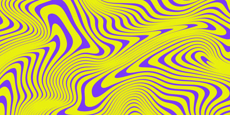 Cool Y2k Wavy Vector Pattern. Trendy Groovy Abstract Curvy Striped Background. Geometric Linear...