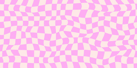 Abstract Optical Illusion Checkered Background. Y2k Acid Geometric Op Art Pattern. Psychedelic Texture Vector Design.のイラスト素材