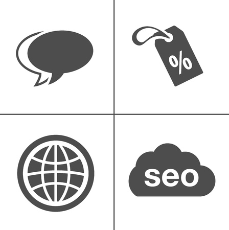 Internet marketing icons - SEO - Search engine optimization. -commerce and shopping, online store, online business marketingのイラスト素材