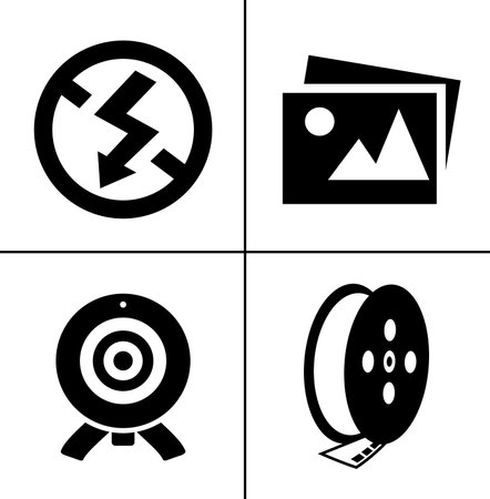 vector Photography icons set - digital photo camera equipment, digital film symbolのイラスト素材