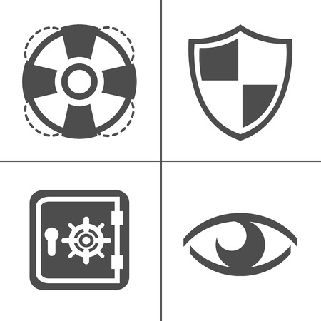 Security icons, vector protection and safety sign symbols, computer secure key sign - danger illustrationのイラスト素材