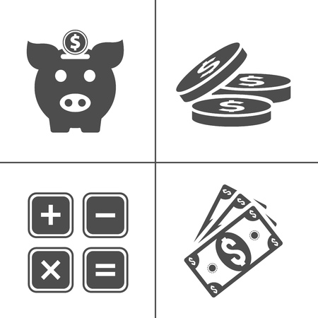 vector piggy banking icons set - financial business sign symbol, finance and marketing illustrations isolated. moneyのイラスト素材