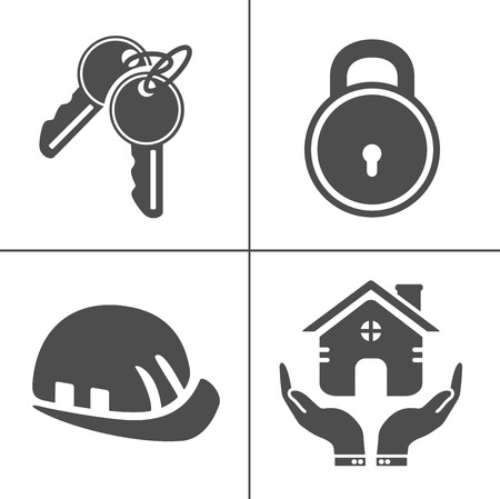Security icons, vector protection and safety sign symbols, computer secure key sign - danger illustrationのイラスト素材