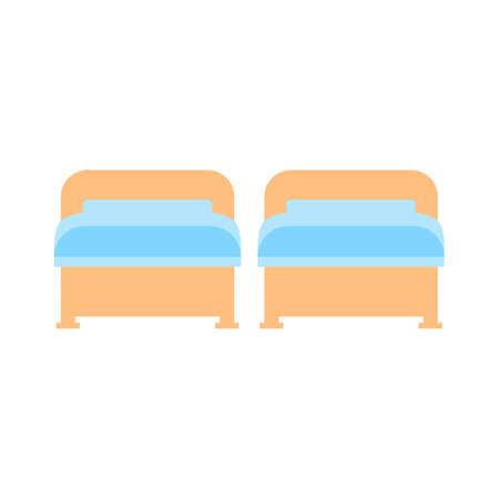 2 beds icon, hospital beds icon. hotel icon - sleeping beds. travel symbol isolatedのイラスト素材