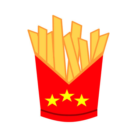 vector french fries box illustration isolated, snack meal