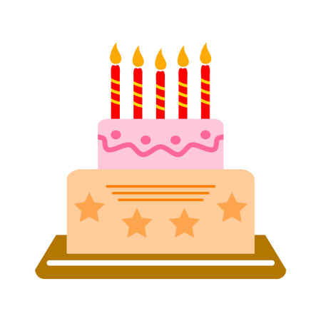 vector birthday cake illustration, dessert icon - holiday celebration, bakery symbol